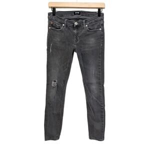 Hudson Jeans Womens 26 Gray Krista Ankle Super Skinny Distressed Low Rise Denim